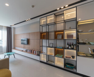 现代简约风客厅置物架设计