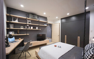 现代简约风卧室书房一体