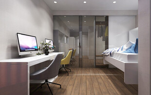 现代简约风卧室办公一体化空间