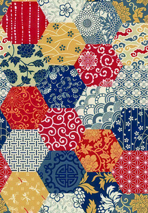 多彩几何图案拼贴布料