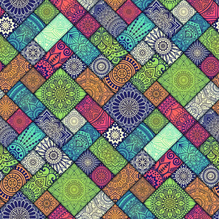 多彩几何拼接民族风图案