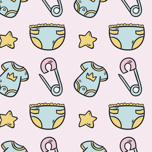 可爱婴儿用品无缝图案