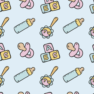 婴儿用品无缝图案背景