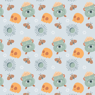 卡通动物花卉无缝图案