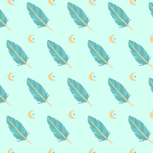 羽毛月亮图案的清新背景