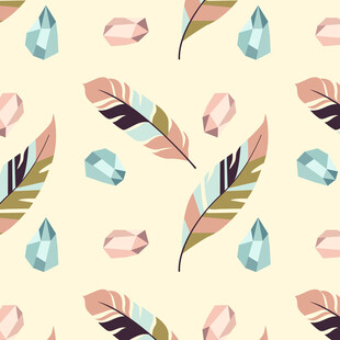 羽毛与宝石装饰图案