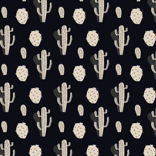 仙人掌图案的黑色背景纹理