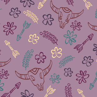 紫色底纹动物花卉图案