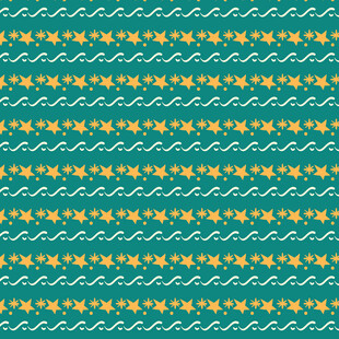 蓝绿底黄白花纹图案