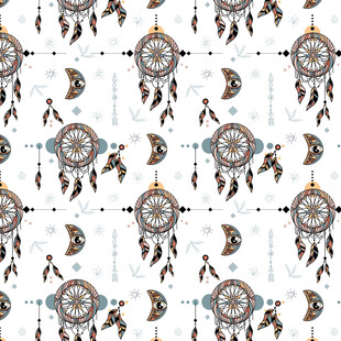 波西米亚风捕梦网图案设计