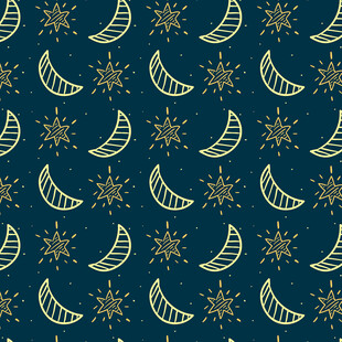 深蓝背景雪花月亮图案