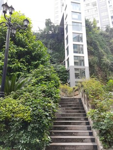 山林间的石阶与高楼