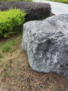 园林景观中的灰色巨石