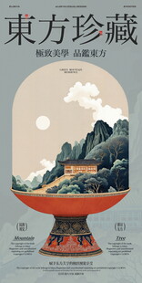 东方藏式风格山水装饰画
