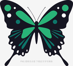 绿黑相间蝴蝶图案设计