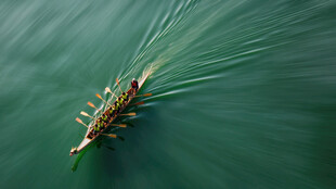 水面上的龙舟队伍