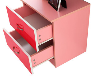 粉色双抽屉木质办公桌