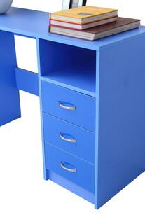 蓝色简约书桌带抽屉