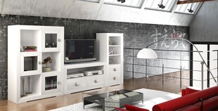 现代简约白色客厅组合柜