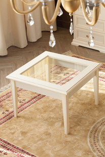 简约白色玻璃面方形茶几