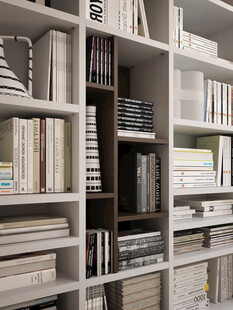 简约书架上的丰富藏书