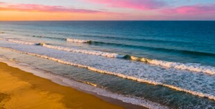 美丽海滨日落景色