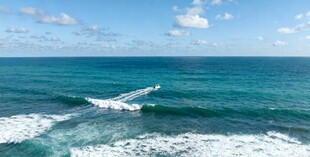 海上冲浪者飞跃蔚蓝海面