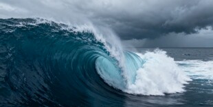 汹涌海浪展现海洋磅礴力量