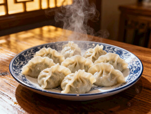 热气腾腾的美味饺子