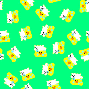 绿色底可爱卡通图案背景