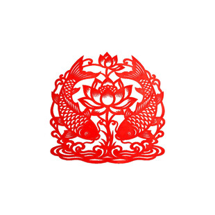 双鱼戏莲剪纸艺术