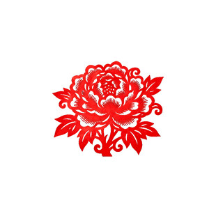 红色牡丹剪纸图案