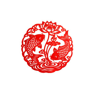 双鱼福字剪纸艺术作品