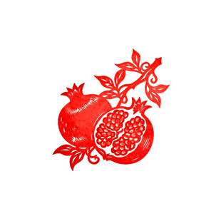 石榴剪纸图案