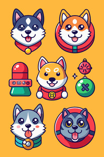 可爱萌犬与饰品插画集