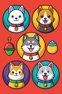 可爱萌宠狗狗卡通形象集