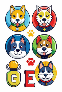 可爱狗狗头像与字母元素