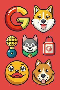 可爱动物与表情图标集合