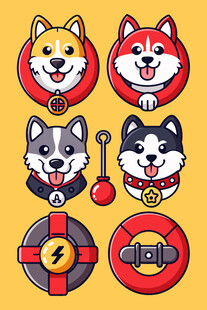 可爱狗狗头像及装饰图案