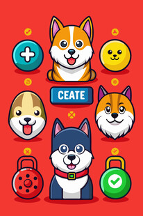 萌犬主题创意元素集合