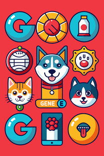 可爱宠物主题字母图标集