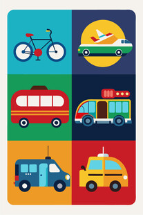 多彩交通工具图标集合