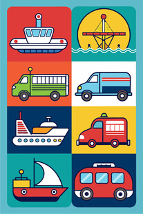 多彩交通工具图标集合