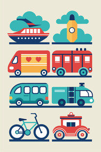 多样交通工具插画