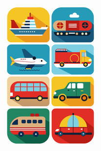 多样交通工具图标集合