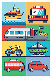 多彩交通工具图案集合