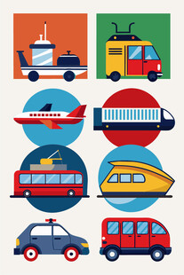 多样交通工具插画集合
