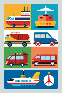 多样交通工具插画