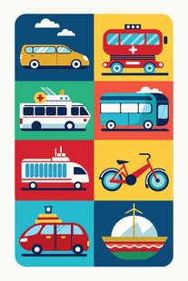 多样交通工具插画集合