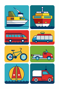 多样交通工具图标集合